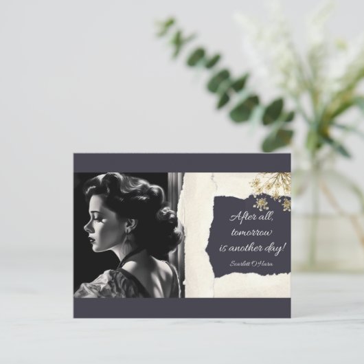 スカーレットオハラ&引用文ビューティフルポートレートポストカー ポストカード (スタンド正面)