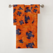 スカーレットオレンジポピーシームレスパターン