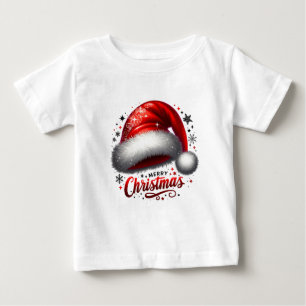 スカーレットサンタ帽子の輝き ベビーTシャツ