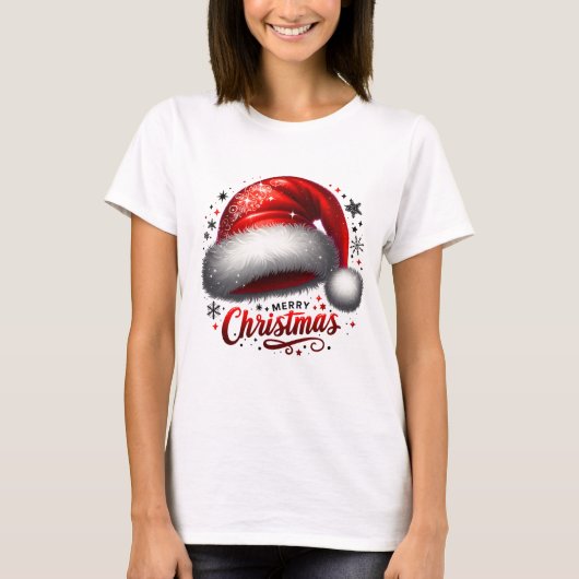 スカーレットサンタ帽子の輝き Tシャツ (正面)