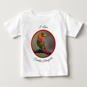 スカーレットタナガルの換羽 - オリジナル写真 ベビーTシャツ