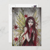 スカーレットフラワーフェアリーファンタジーアートバイモリーハリソン ポストカード (正面/裏面)