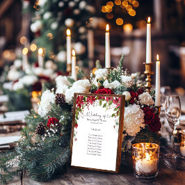 スカーレットレッドポインセチアフローラゲストシーティング 台座サイン