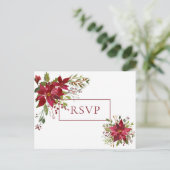 スカーレットレッドポインセチアフローラ結婚式RSVP インビテーションポストカード (スタンド正面)
