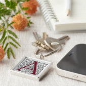 スカーレット付き緋色モノグラム'A' - Keychain キーホルダー (側面)