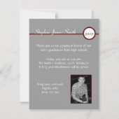 スカーレット&グレーモノグラムフォト招待状 招待状 (裏面)