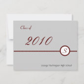 スカーレット＆グレー モノグラム フォト インビテーション (正面)