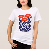 スカーレット・ハーモニー 女性用 抽象的フラワー Tシャツ (正面)