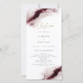 スカーレット | ブルゴーニュ・マルーン水彩画金ゴールドプログラム サンキューカード (正面)