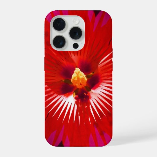 "スカーレット・ブルーム：レッド・ハイビスカスの万華鏡" iPhoneケース (裏面)