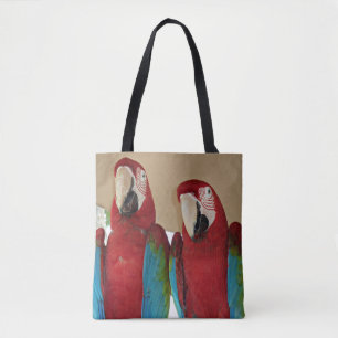 スカーレット・マカオのペア トロピカル メッセンジャー イラスト トートバッグ