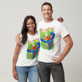 スカーレット・マカオ インコ 熱帯植物 Tシャツ (ユニセックス)
