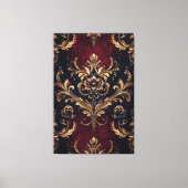 スカーレット&金ゴールドバロックフローラ キャンバスプリント (正面)