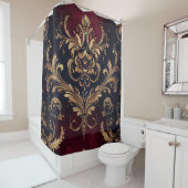 スカーレット&金ゴールドバロックフローラ シャワーカーテン (インサイチュ)