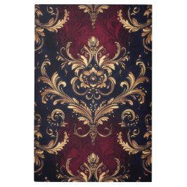 スカーレット&金ゴールドバロックフローラ メタルプリント