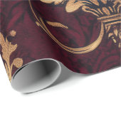 スカーレット&金ゴールドバロックフローラ ラッピングペーパー (ロールコーナー)