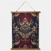 スカーレット&金ゴールドバロックフローラ 吊り下げ型タペストリー (正面)