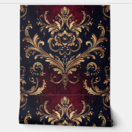 スカーレット&金ゴールドバロックフローラ 壁紙