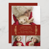 スカーレット&金ゴールドホリデーカード シーズンカード (正面/裏面)