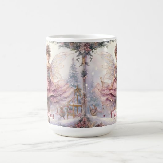 スガパーソナライズされたルエレガントプの妖精のクリスマス コーヒーマグカップ (中央)