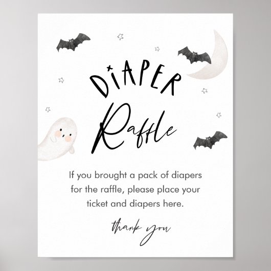 スガーブーおむつラッフル赤ちゃんシャワーゲームサイン ポスター (正面)
