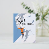 スキおもしろいー | Travel Ski冬の目的地 ポストカード (スタンド正面)