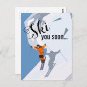 スキおもしろいー | Travel Ski冬の目的地 ポストカード (正面/裏面)