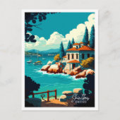 スキアソスギリシャアートヴィンテージ旅行イラストレーション ポストカード (正面)