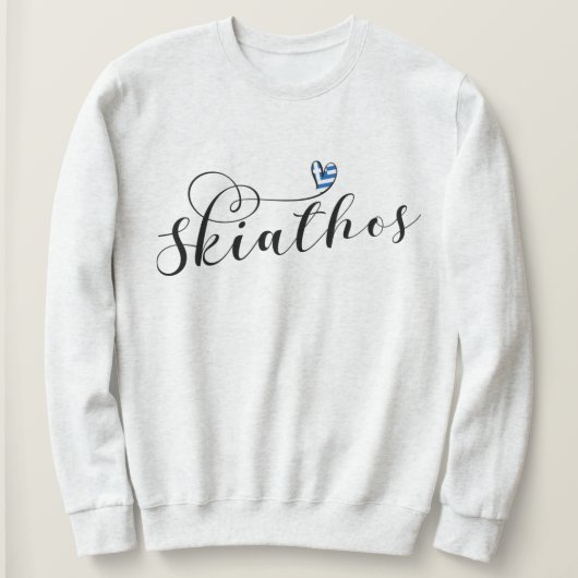 スキアトスハートデザインとギリシャ国旗 スウェットシャツ (デザイン正面)