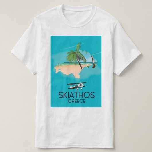 スキアトス・ギリシャ旅行ポスター Tシャツ (デザイン正面)