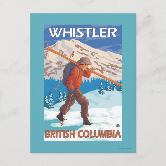 スキア運ズ・スノースキー – ウィスラー、BCカナダ ポストカード (正面)
