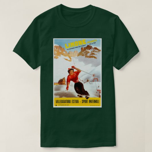 スキイタリーヴィンテージリモンイタリアンピエモンテ旅行 Tシャツ (デザイン正面)