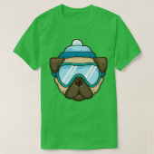 スキエおもしろいアスノーボードスキー犬のパグラバーギフト Tシャツ (デザイン正面)