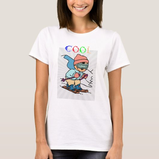 スキエカッコいいーおもしろい |スキーデザイン |スキーおもしろい Tシャツ (正面)
