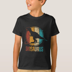 スキサウルス 滑稽なスキーをする恐竜 スキー恐竜 Tシャツ
