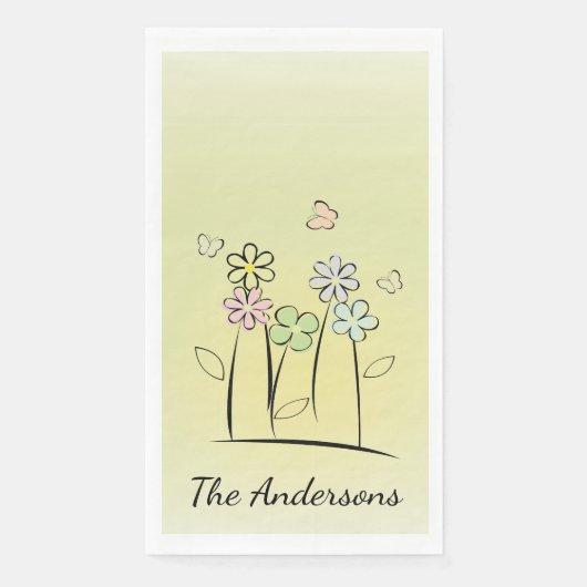 スキッチーな花フローラゲストタオルナプキン (正面)