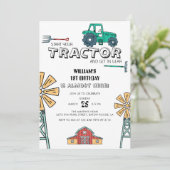 スキッチーグリーントラクターファームウィンドミル1st誕生日 招待状 (スタンド正面)