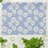 スキッチーホワイトデイジーオンブルー キッチンタオル (折り畳み)