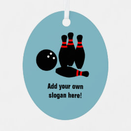 スキットルとボーリングボールを追加する文字 メタルオーナメント