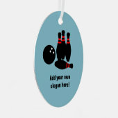 スキットルとボーリングボールを追加する文字 メタルオーナメント (正面右)