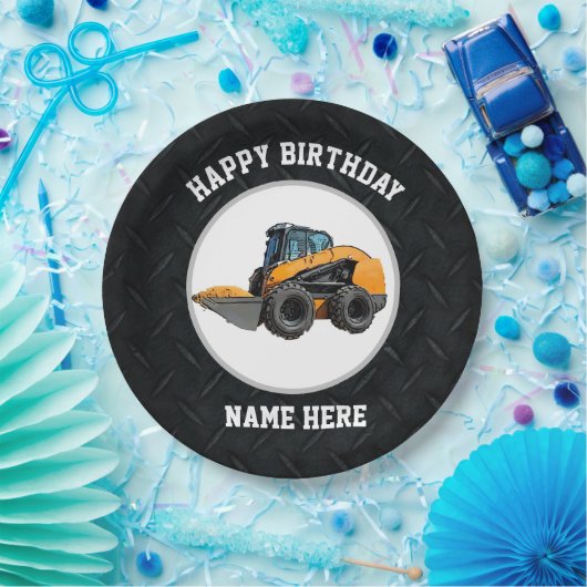 スキッドクールステア重機機械誕生日 ペーパープレート (パーティー)