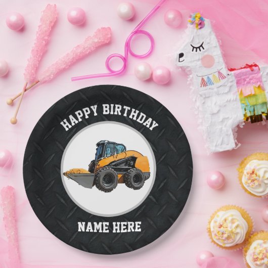 スキッドクールステア重機機械誕生日 ペーパープレート (パーティー)