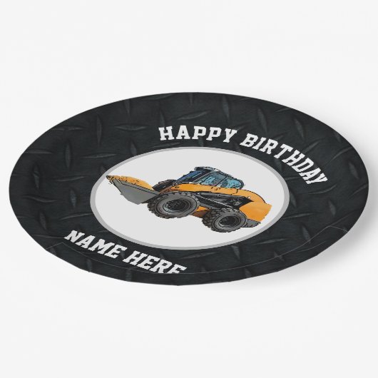 スキッドクールステア重機機械誕生日 ペーパープレート (アングル)