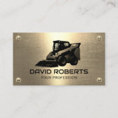 スキッドステア建築機器操作者金ゴールド 名刺 (正面)