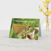 スキッパーオンミルクウィード誕生日 カード (黄色い花)