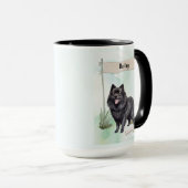 スキッパーキの水彩画カスタム名入り犬グッズ マグカップ (正面右)