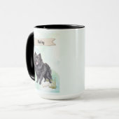 スキッパーキの水彩画カスタム名入り犬グッズ マグカップ (正面左)