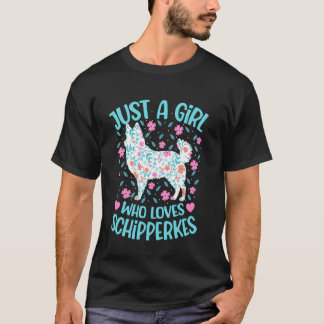 スキッパーキーズを愛する女の子のフラワーレディーギフト Tシャツ