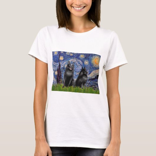 スキッパーキーズ(2匹、5&6)- スターリー+ナイト Tシャツ (正面)