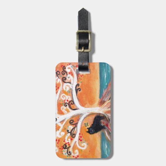 スキッパーキ愛オレンジの精神的な木の美しい ラゲッジタグ (正面縦)